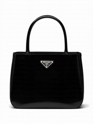 Prada Brushed Leather Handbag 1BA320 Black