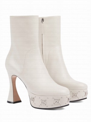 Gucci Women's Platform Boot With GG Studs 740599 White