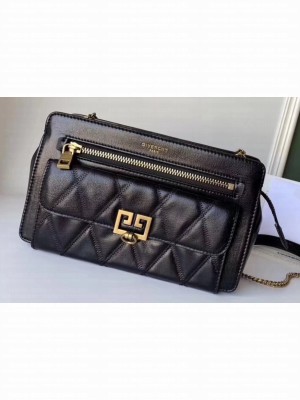 Givenchy Pocket Shoulder Bag in Diamond Quilted Leather Black