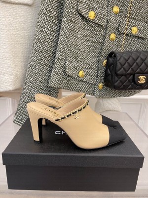 Chanel Heel 8cm Chain Mule Beige Spring 2022 Collection