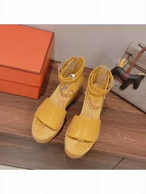 HERMES HEEL 8.5CM PLATFORM 5CM TIPOLI WEDGE ESPADRILLES 06