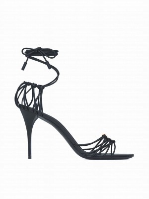 Saint Laurent Babylone Smooth Leather Sandals Black