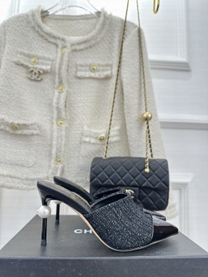 Chanel Pearl Heel 8.5cm Slide Mule 05