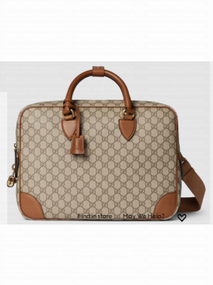 Gucci GG EMBLEM MEDIUM BRIEFCASE 821149 Brown