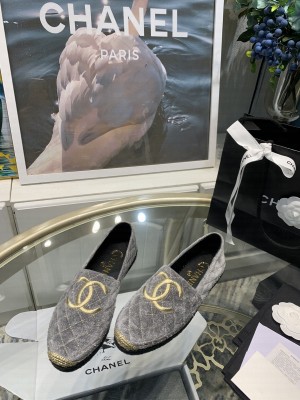 Chanel G32910 Espadrilles Velvet Gray 2021 Collection