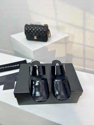 JIL SANDER Square Toe Mule Black