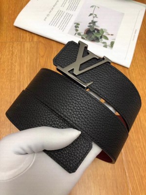 Louis Vuitton Grained Calfskin Reversible Belt 40mm Black/Burgundy/Silver Grey 03 2019 Collection