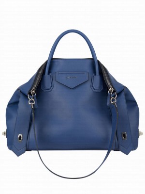 Givenchy Medium Antigona Soft Bag In Smooth Leather Blue
