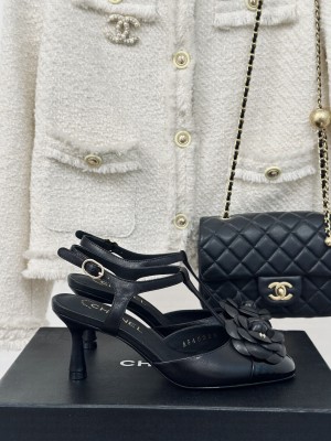 Chanel Lambskin Camellia Bloom 7cm Sandals 05
