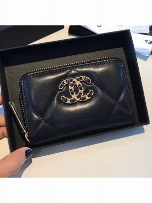 Chanel 19 Goatskin Zipped Coin Purse AP0949 Black 2019 Collection