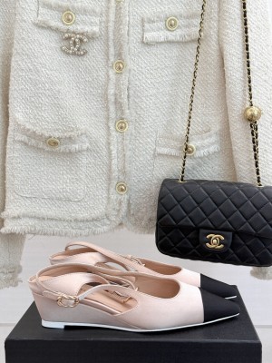 Chanel Satin & Grosgrain Wedge Slingbacks pink 2025 