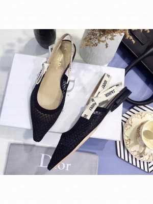 Dior J'Adior Slingback Fishnet Balllerina Flat Black 2020 Collection