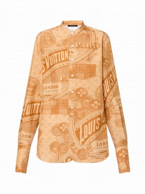 Louis Vuitton Women's Vintage Print Silk Shirt Pink