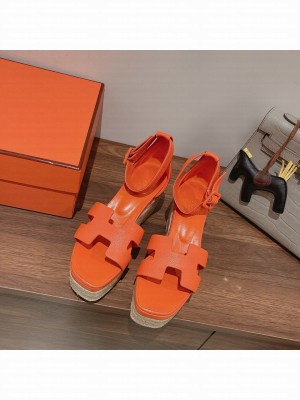 HERMES HEEL 8.5CM PLATFORM 5CM ELDA WEDGE ESPADRILLES 04