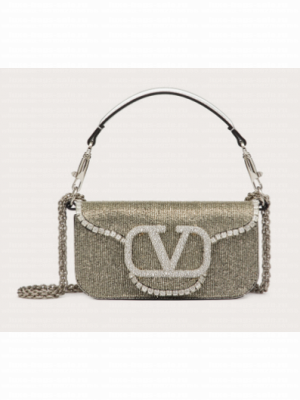 VALENTINO MINI LOCO imitation crystal shoulder bag WB0K53SL silver