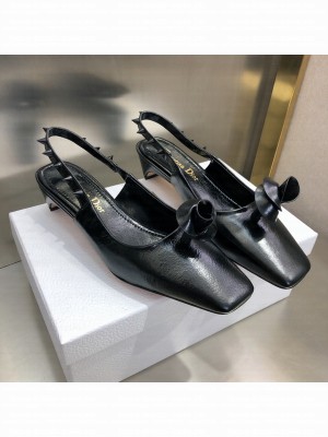 DIOR HEEL 1CM/3.5CM ROSE FANTASTIQUE SLINGBACK FLATS/PUMPS BLACK 2022 Collection