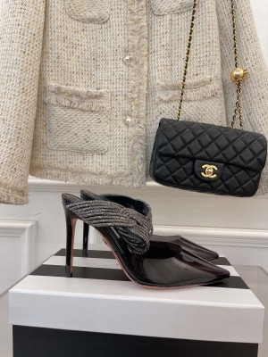 Aquazzuea 10cm Gatsby Black PVC Mule Sandal 2022 Collection