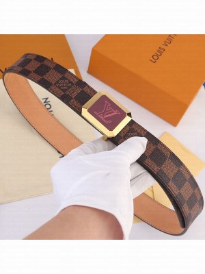 Louis Vuitton Men's Damier Ebene Canvas 35mm Belt with LV Square Buckle 2019 Collection