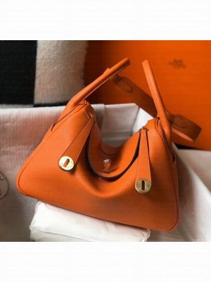 Hermes Lindy 30cm Bag In Togo Calfskin Leather Orange 2020 Collection
