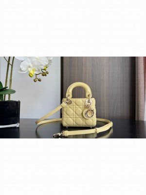 MICRO LADY DIOR BAG Yellow Cannage Lambskin S0856O