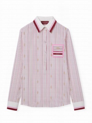 Gucci Women's Printed Silk Shirt Pink