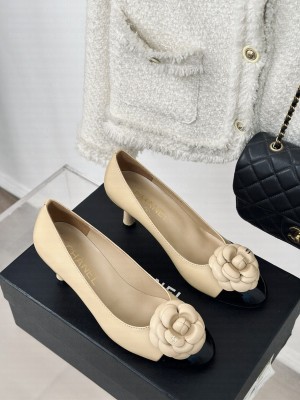 Chanel Ballerina Camellia 7cm Pumps Beige