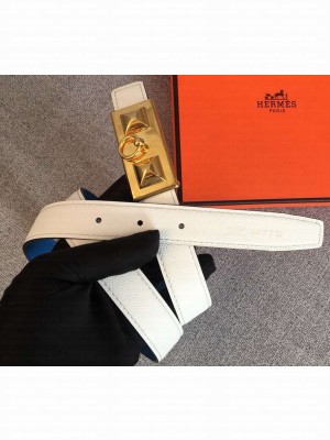 Hermes Width 2.5cm Collier De Chien Buckle Belt White/Gold