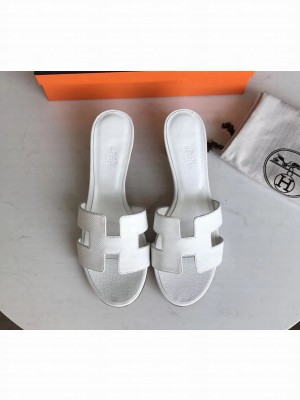 Hermes Heel 5cm Oasis Slipper Sandals in epsom Leather white