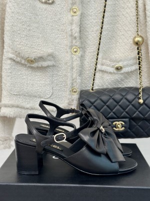 Chanel Lambskin 6cm Bow Sandals G45812 Black 2024