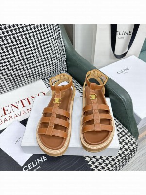CELINE CLEA TRIOMPHE GLADIATOR SANDAL IN CALFSKIN BROWN