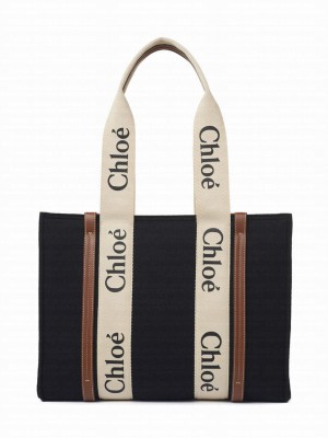 Chloe Medium Woody Tote Bag Black