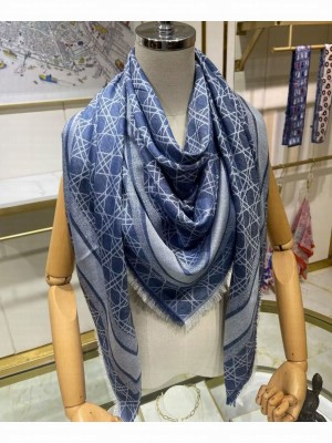 Christian Dior Women s Cannage Pattern Square Scarf Blue