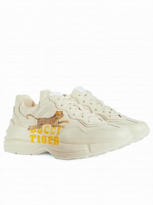 Gucci Unisex Tiger Women's Rhyton Sneaker Cream