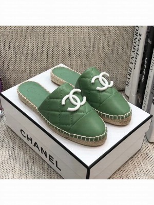 Chanel Quilted Lambskin Flat Espadrilles Green Spring/Summer 2021 Collection