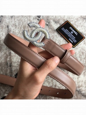 Chanel CC Pearls Belt 25mm Width Taupe