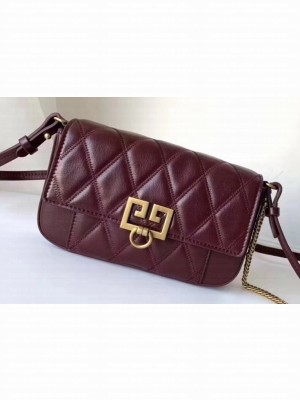 Givenchy Mini Pocket Bag in Diamond Quilted Leather Burgundy