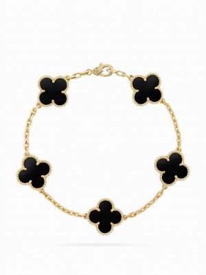 Van Cleef & Arpels Women's Vintage Alhambra Bracelet, 5 Motifs Black