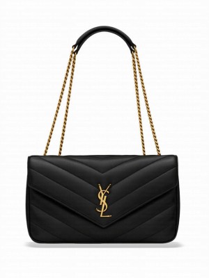 Saint Laurent LOULOU Medium Quilted Lambskin Handbag Black