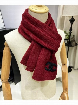 Chanel Women's Knitted Scarf Red
