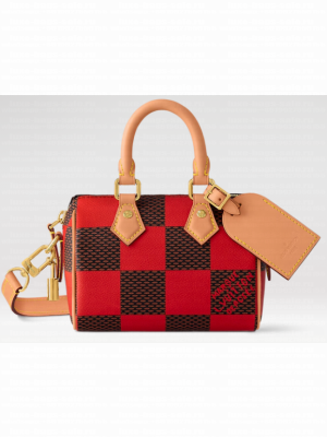 Louis Vuitton Speedy 18 Bandouliere Damier Pop N40611 red