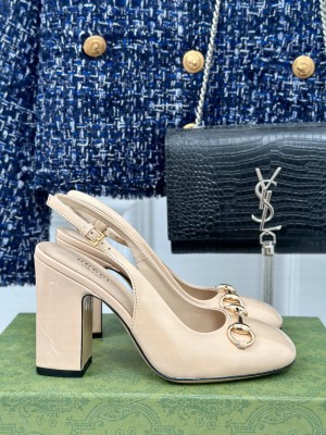 Gucci Horsebit 9.5cm 789190 Slingback Pump 2024 Beige