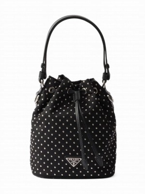 Prada Re-Nylon Mini-bag With Studs 1BE067 Black