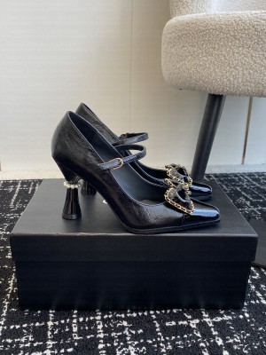 Chanel Crinkled Calfskin with Bow Mary Janes Pumps 2024 Black