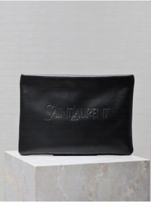 SAINT LAURENT CALYPSO LARGE POUCH IN LAMBSKIN 778943-1 black