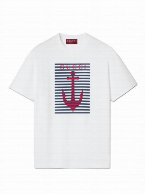 Gucci Women's Printed Cotton Jersey T-shirt White