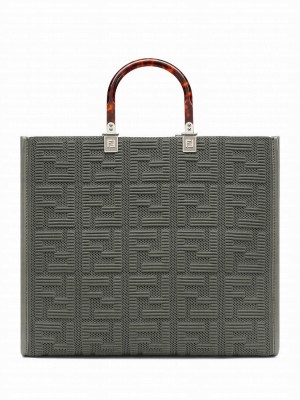Fendi Sunshine Medium FF Fabric Shopper Green
