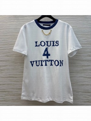 Louis Vuitton Cotton T-Shirt with 4 Print White 2025