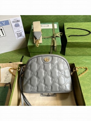 Gucci GG Matelasse leather shoulder bag 702229 Dusty grey