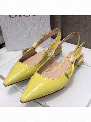 Dior J'Adior Slingback Ballerinas Flats in Yellow Patent Calfskin Spring/Summer 2021 Collection