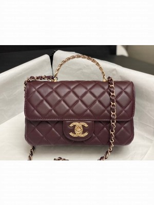Chanel MINI FLAP BAG WITH TOP HANDLE AS4924 Dark Burgundy